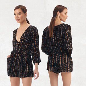 Khush Side Waist Tie Isis Romper - Black/Orange